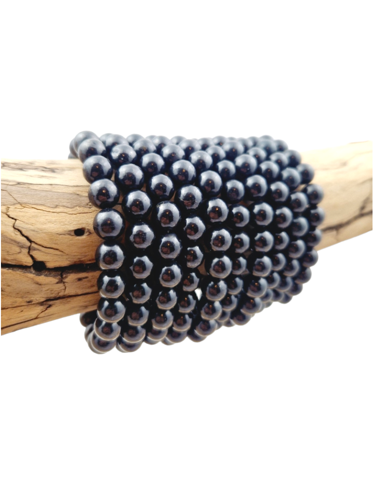 Pulsera de ágata sardónice negra con perlas AA