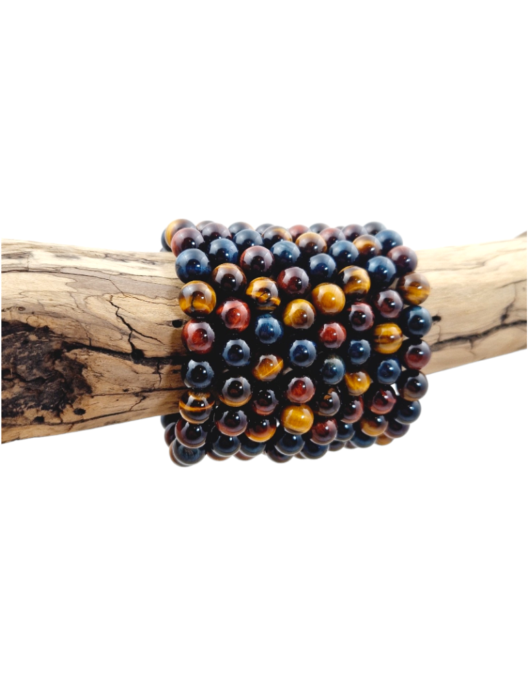 Bracelet 3 oeils perles AA - faucon teinté