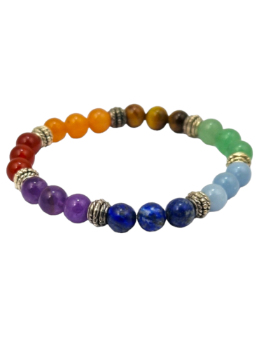 Bracelet 7 chakras avec séparateurs perles A