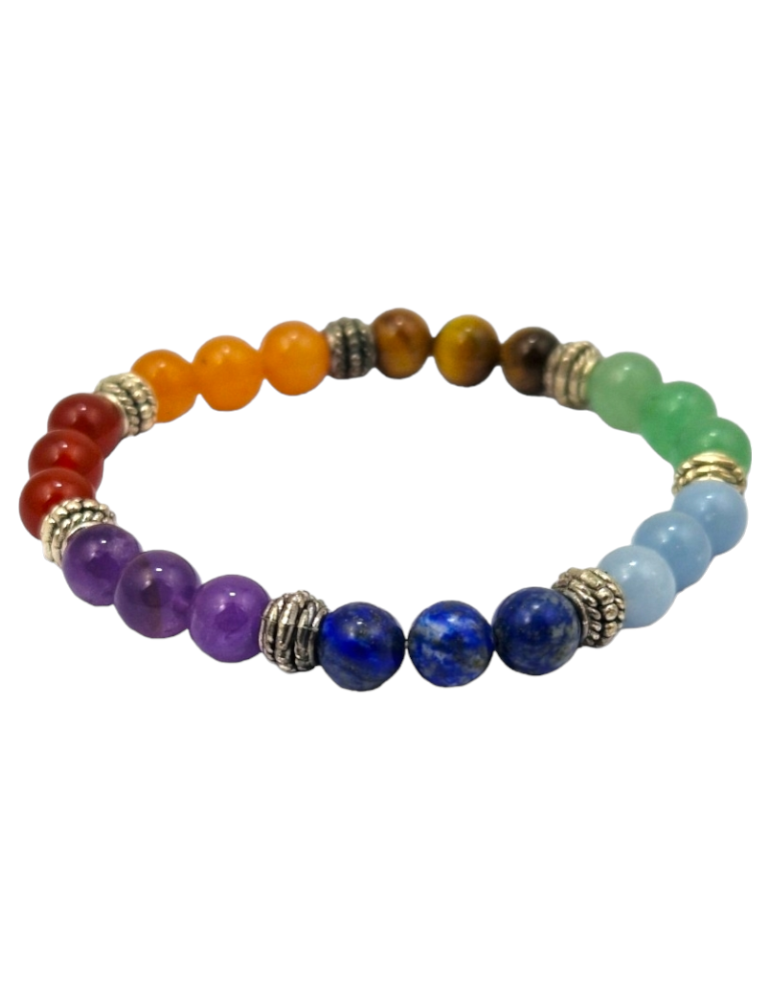 Bracelet 7 chakras avec séparateurs perles A