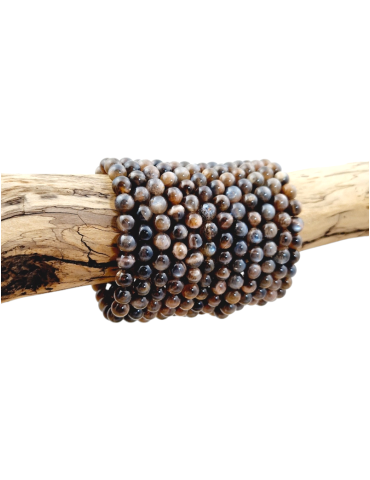 Bracelet pierre de soleil noire perles AA