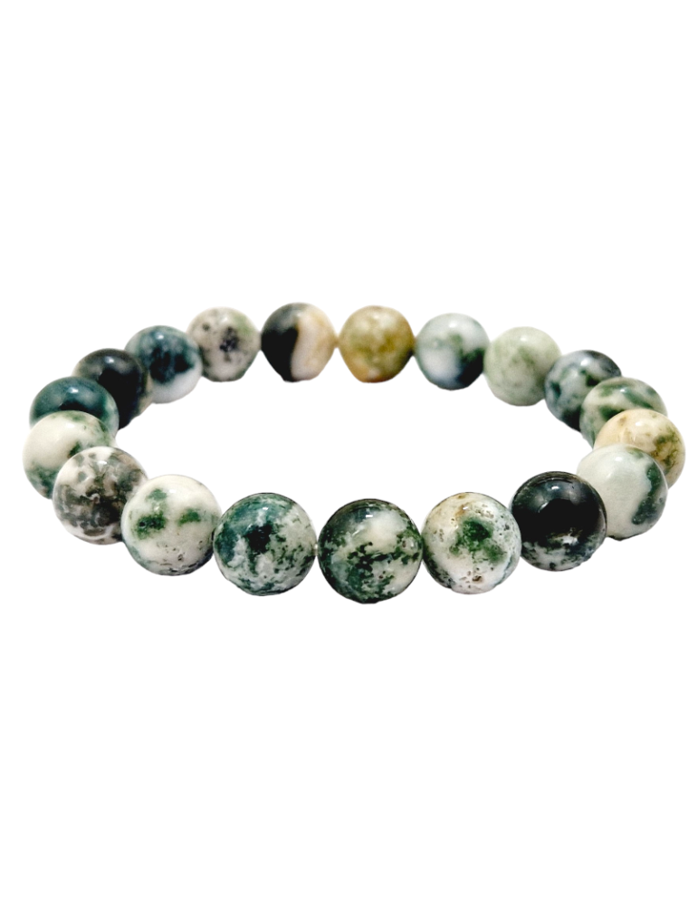 Tree Agate Bead Bracelet A