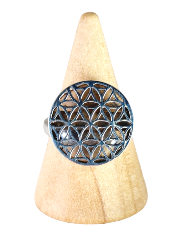 Bague fleur de vie Quartz rose serti argent 925