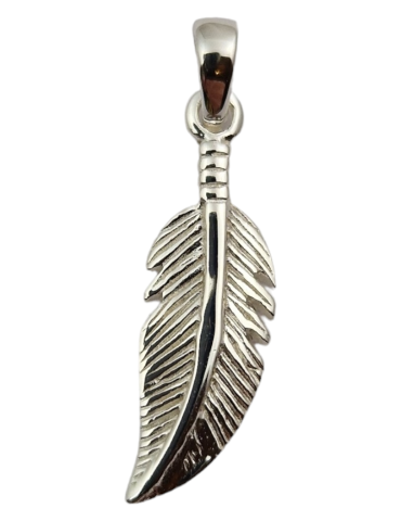 Pendentif plume sculpté argent 925