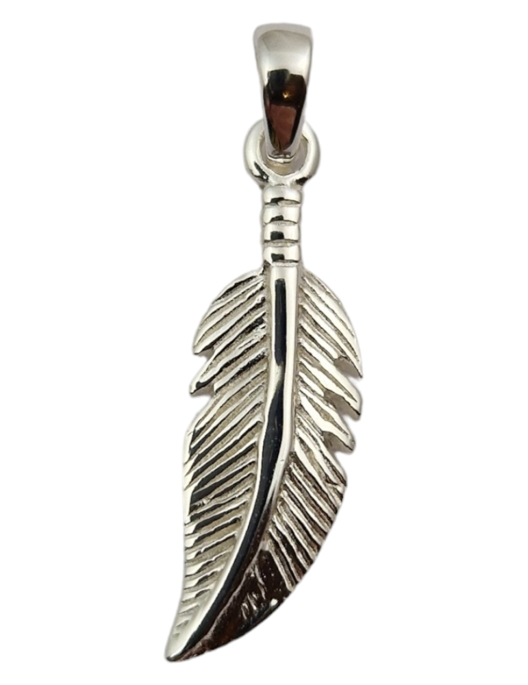 Pendentif plume sculpté argent 925