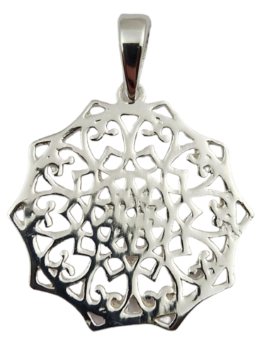 Pendentif mandala  sculpté argent 925
