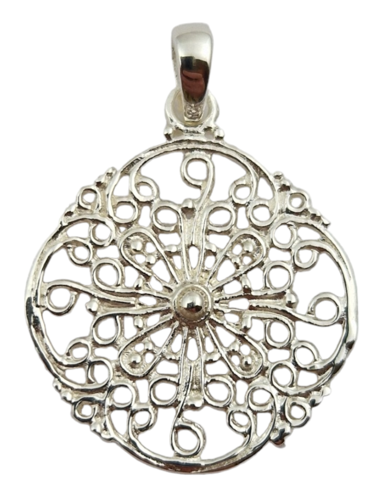 Pendentif soleil sculpté argent 925