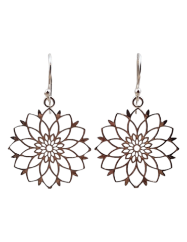 Boucles d'oreilles fleurs sculptées argent 925