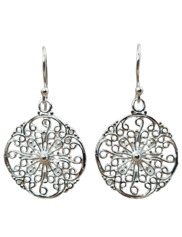 Boucles d'oreilles soleil sculptées argent 925