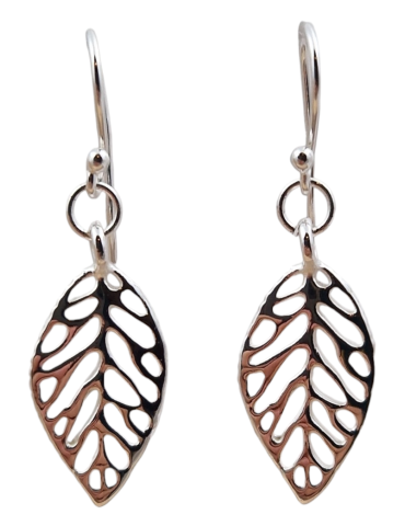 Boucles d'oreilles feuille sculptées argent 925