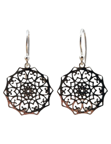 Boucles d'oreilles mandala sculptées argent 925