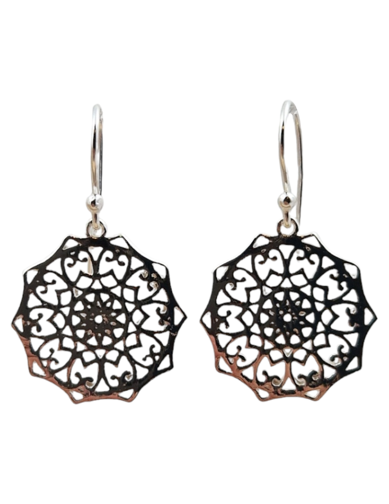Boucles d'oreilles mandala sculptées argent 925