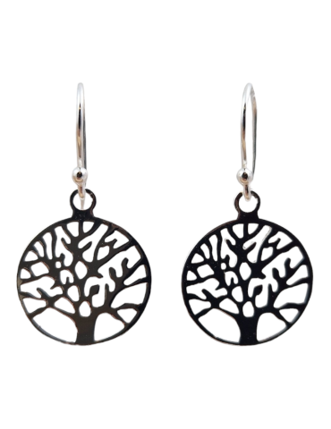 Boucles d'oreilles arbre de vie 5 sculptées argent 925