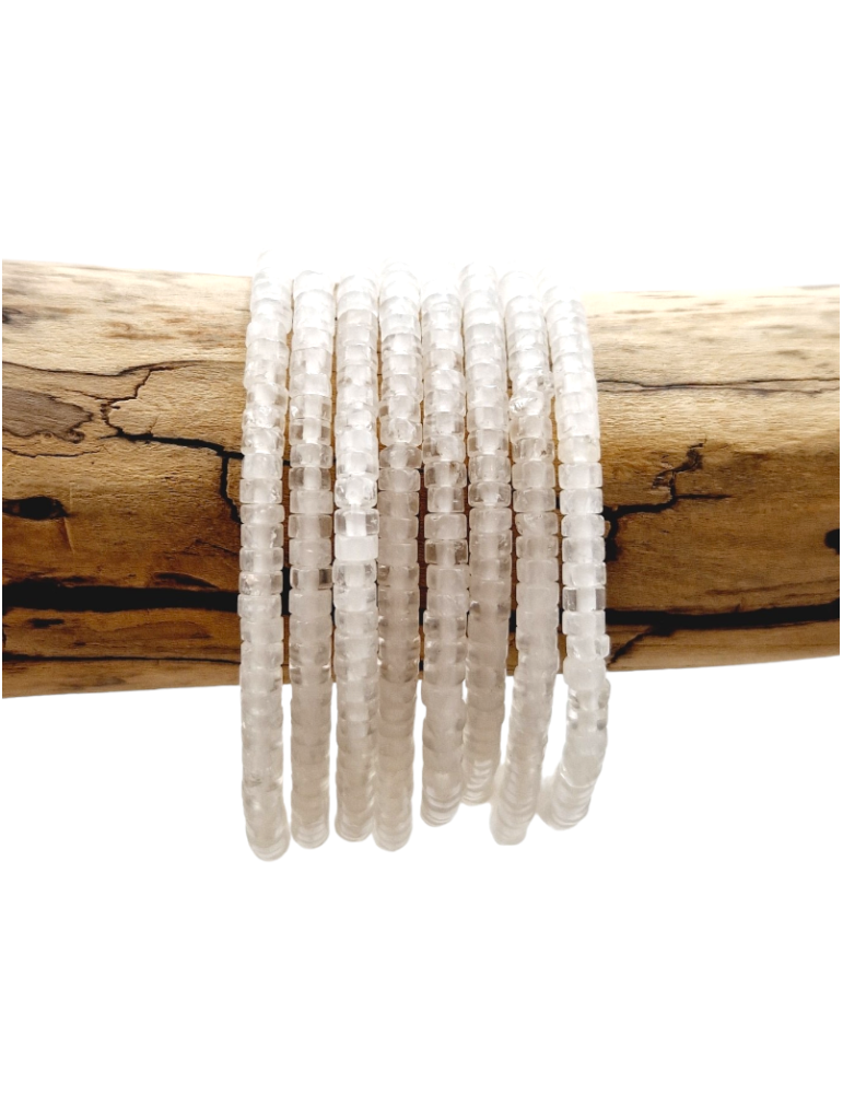 Bracelet Cristal de Roche perles Heishi AA