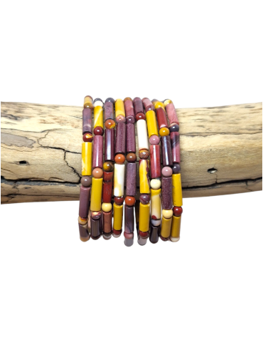 Bracelet Jaspe Mokaïte perles tubes AA