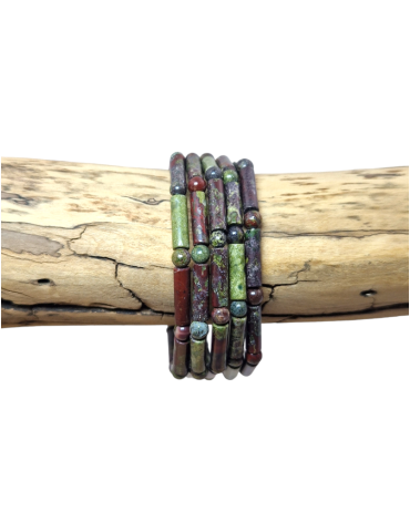 Bracelet Jaspe Sang de Dragon perles tubes AA