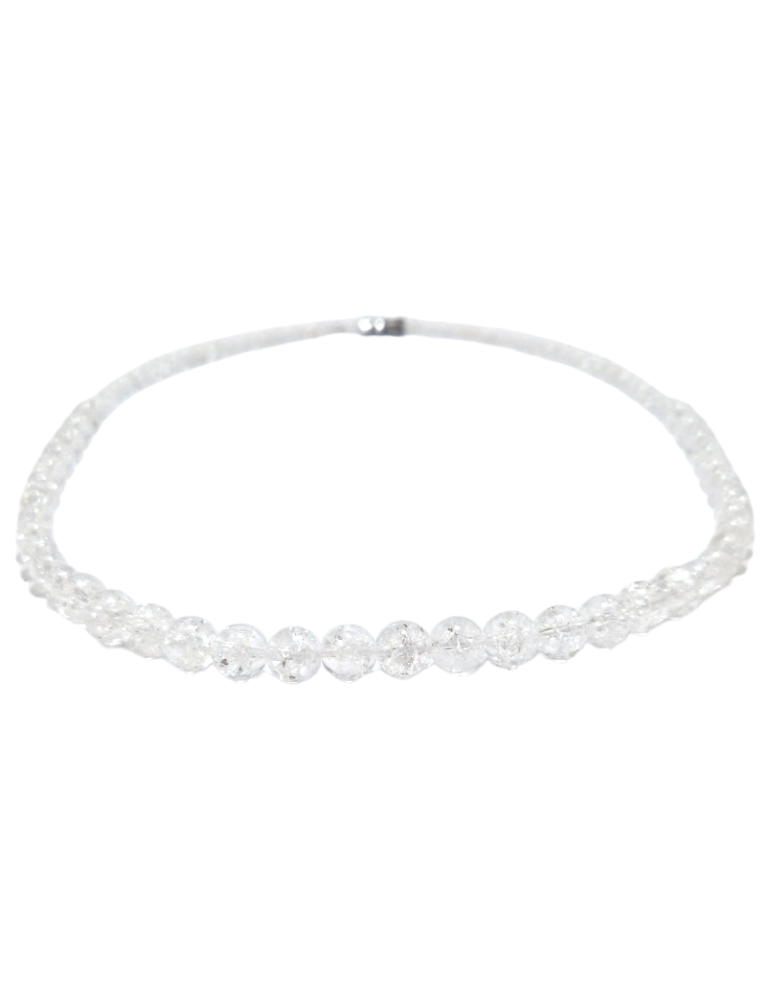 Collier Cristal de Roche Craquelé perles AA