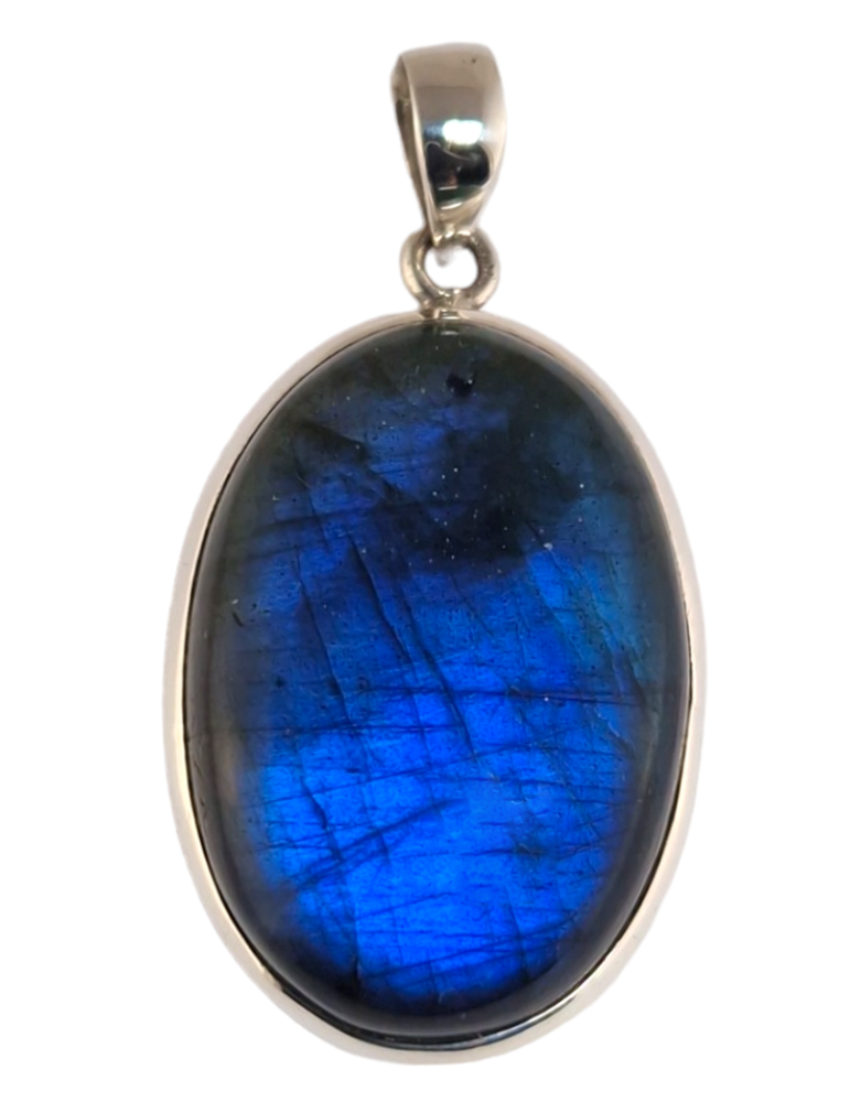 Pendentif labradorite bleu serti en argent 925