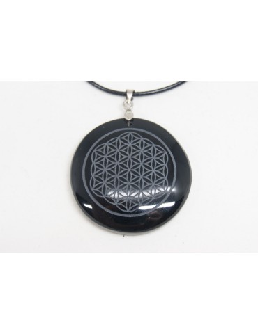 Levensbloem Hanger Obsidiaan