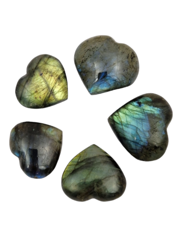 Lot de 5 Coeur 3 - 4 cm Labradorite A