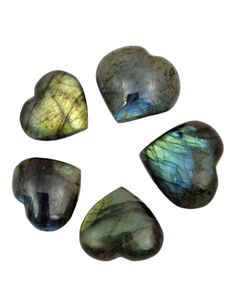 Lot de 5 Coeur 3 - 4 cm Labradorite A
