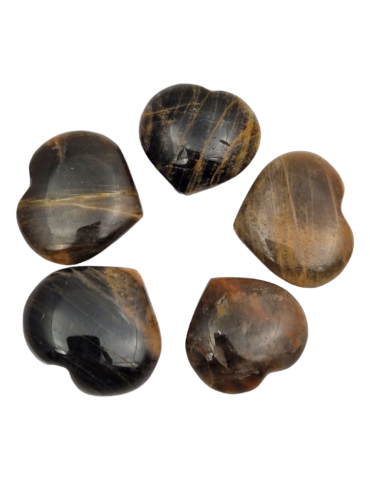 Lot de 5 Coeur 3 cm Pierre de Lune noire A