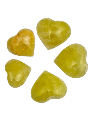 Lot de 5 Coeur 3 cm Calcite jaune A
