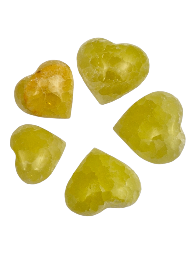 Lot de 5 Coeur 3 cm Calcite jaune A