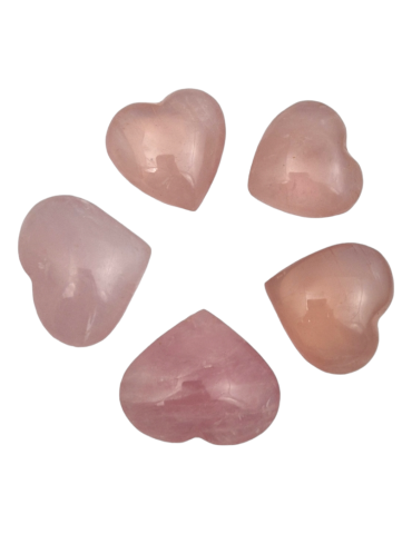 Lot de 5 Coeur 3 cm Quartz rose A