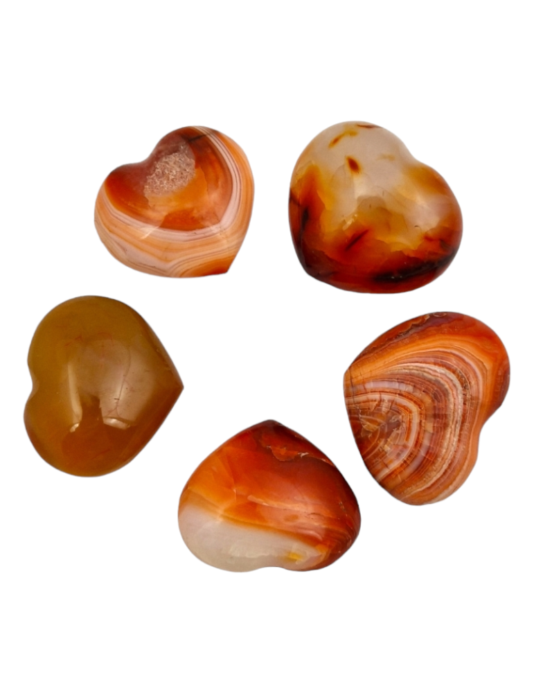 Lot de 5 Coeur 3 cm Cornaline A
