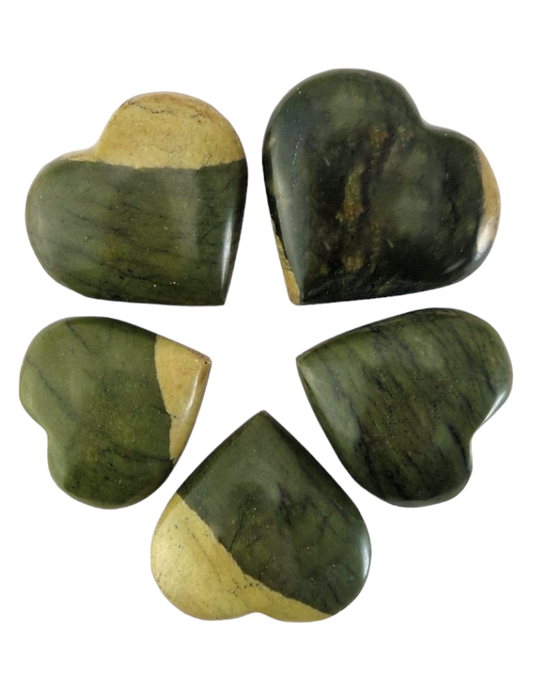 Set of 5 Hearts 3 - 4 cm Jade Pakistan A