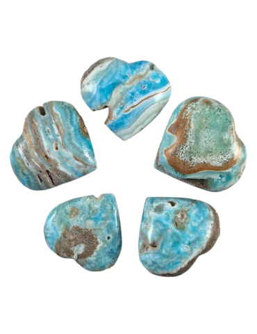 Los 5 Herz 4 cm Blaue Aragonit A