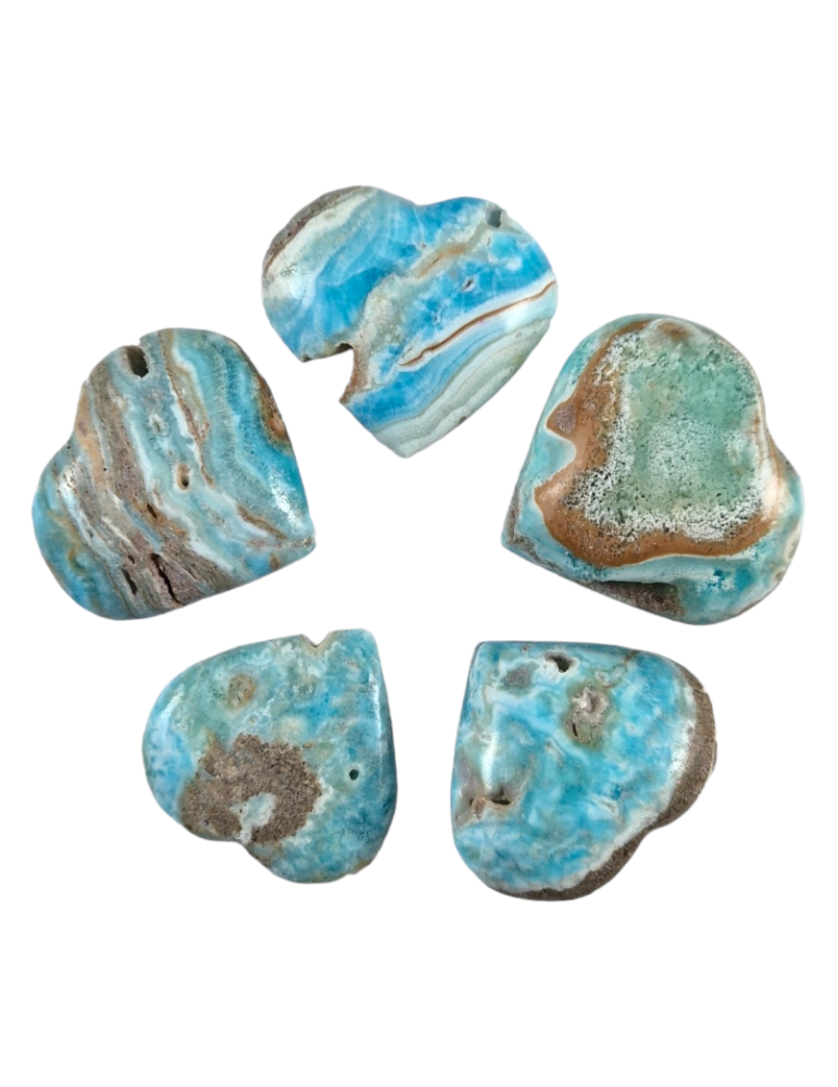 Los 5 Herz 4 cm Blaue Aragonit A
