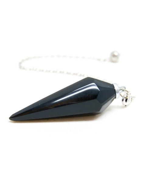 Black obsidian faceted pendulum