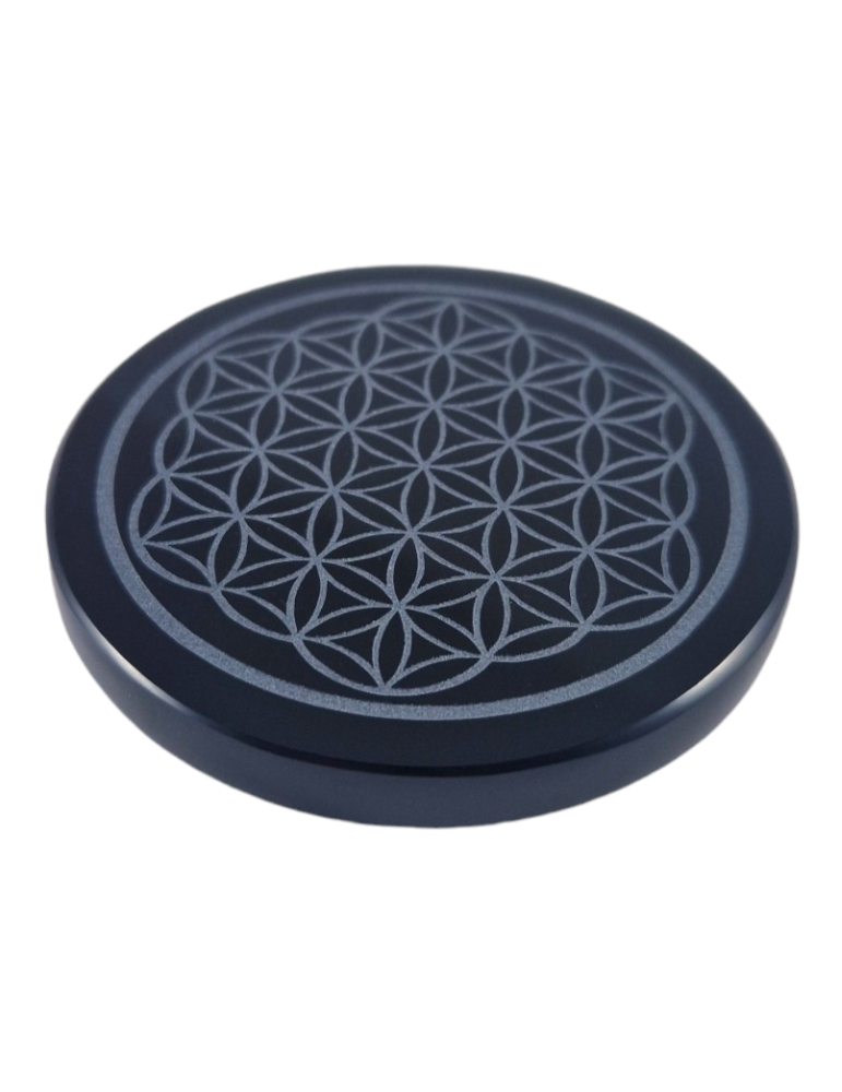 Disque Fleur de vie obsidienne noire