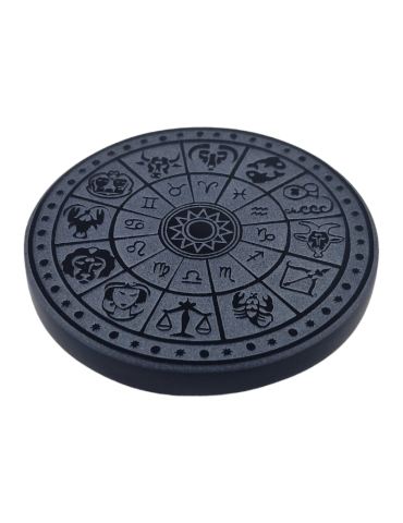 Disque Zodiaque obsidienne noire 7 cm