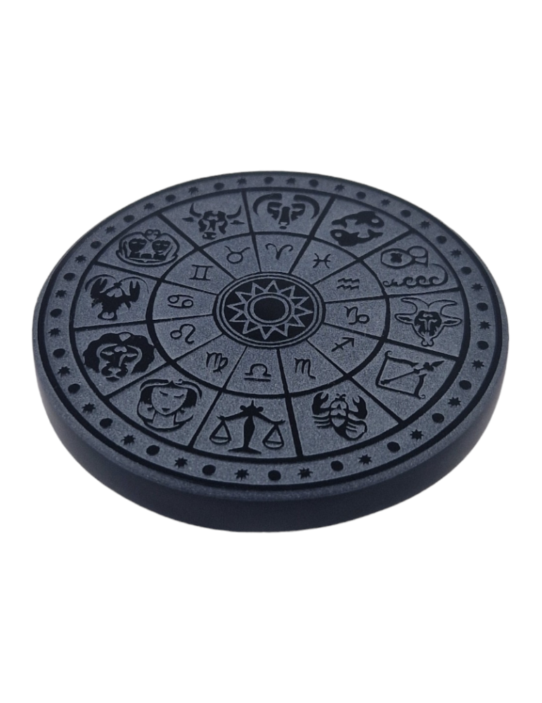 Disque Zodiaque obsidienne noire 7 cm