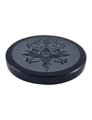Disque Fleur de lotus obsidienne noire 7 cm