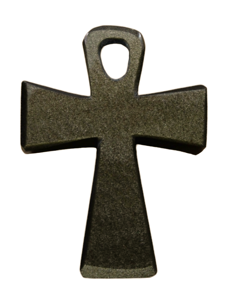 Pendentif croix Ankh obsidienne dorée AA