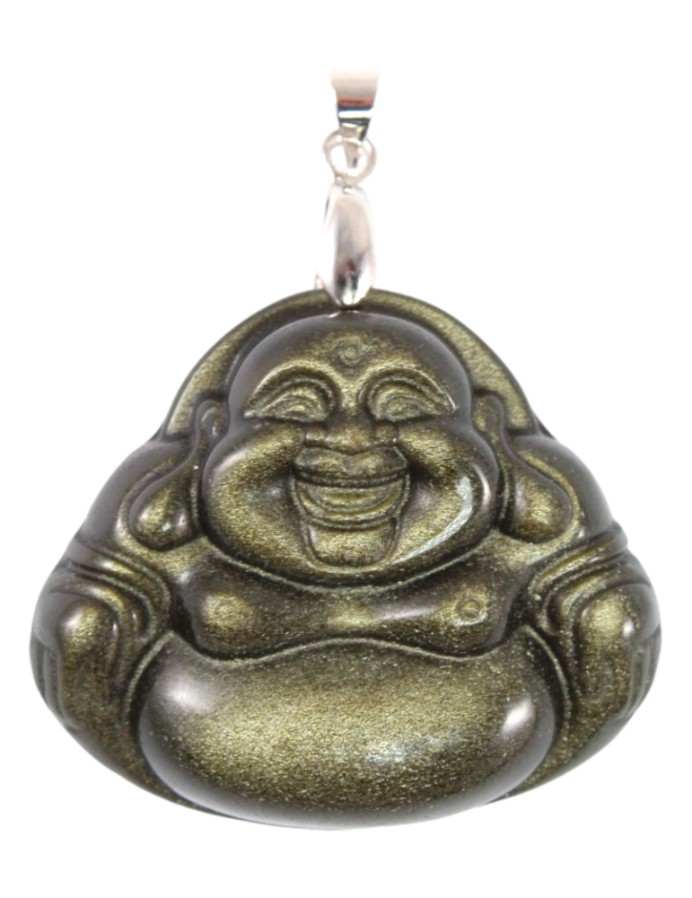 Pendentif Bouddha obsidienne dorée A