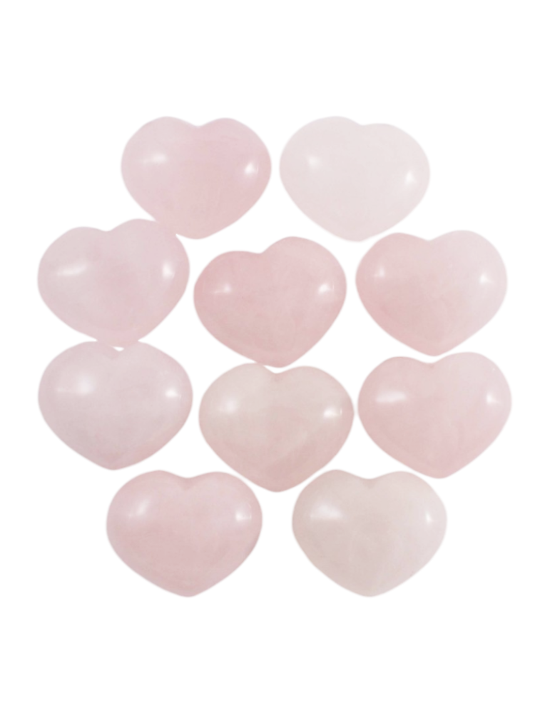 Lot coeur 2.5 cm Quartz Rose