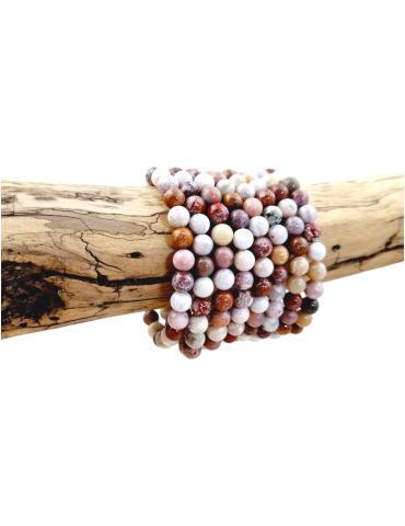 Bracelet jaspe océan rose perles AA