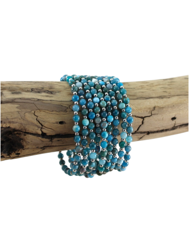 Bracelet Apatite et métal perles 4mm AA