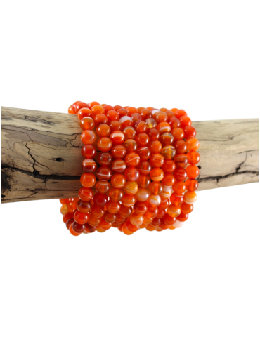 Bracelet agate sardonyx rouge perles AA