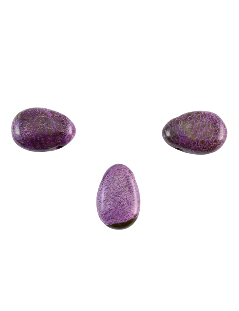 Pendentifs percés travers Stichtite lot x3 A