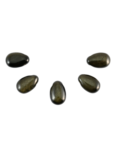 Pendentifs percés travers Obsidienne Dorée lot x5 AA