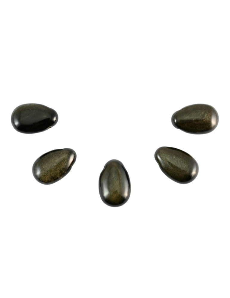 Pendentifs percés travers Obsidienne Dorée lot x5 AA