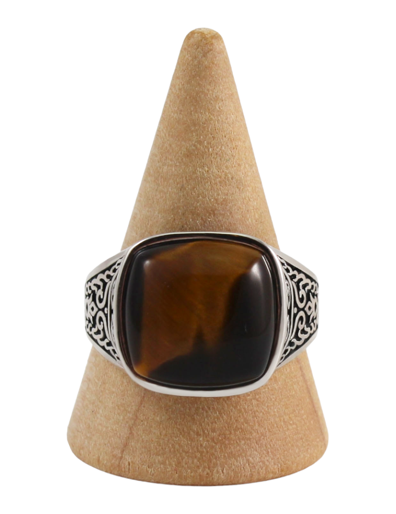 Bague argent homme 11 oeil de tigre