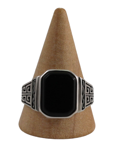 Bague argent homme 17 obsidienne