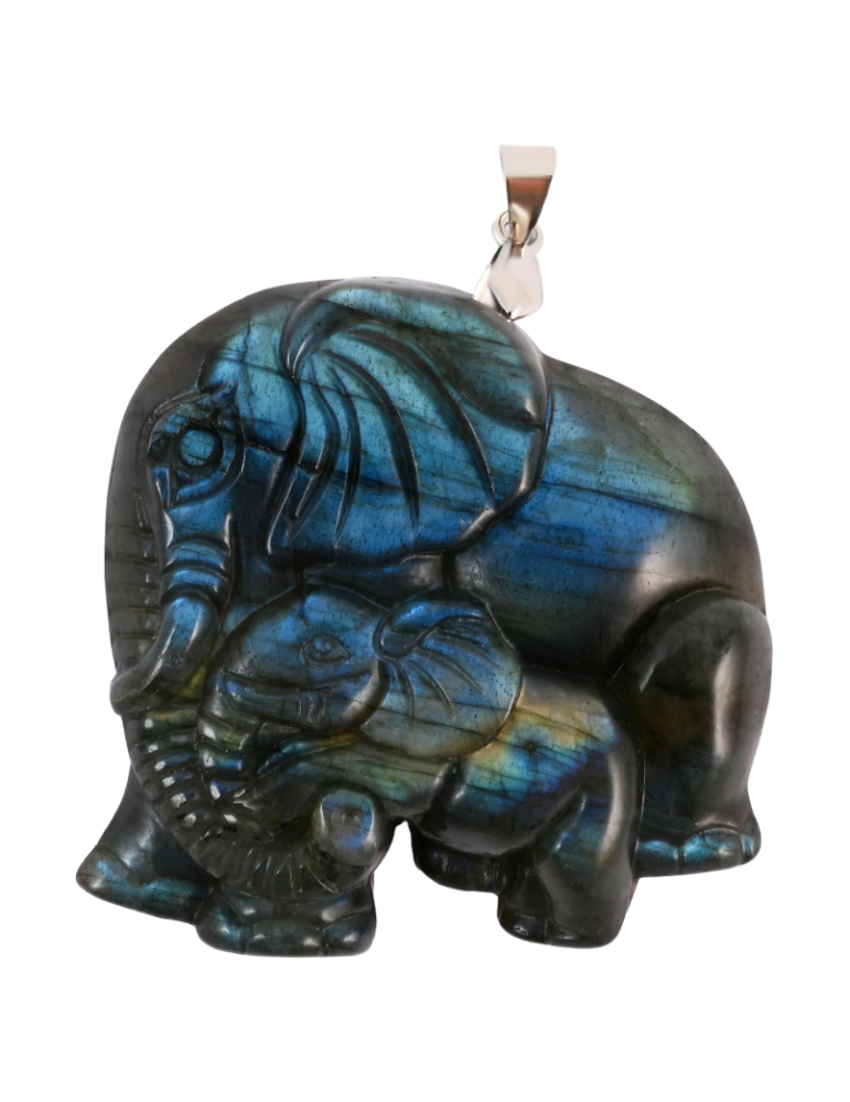 Pendentif éléphant labradorite AA